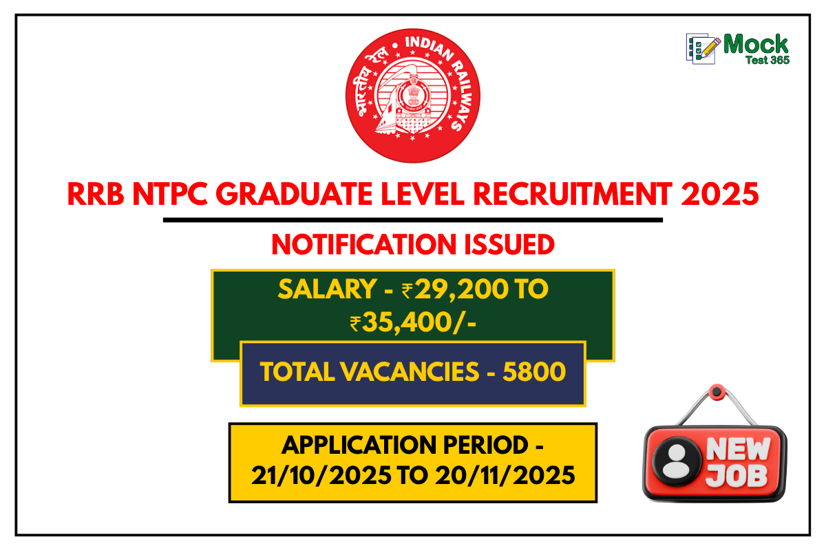 RRB NTPC Graduate Level Recruitment 2025 – Apply Online for 5800 Posts