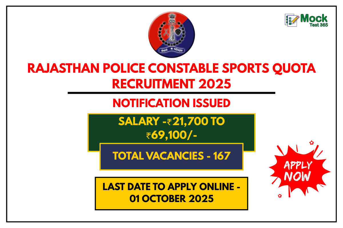 Rajasthan Police Constable Sports Quota Recruitment 2025 – Apply Online for 167 Posts