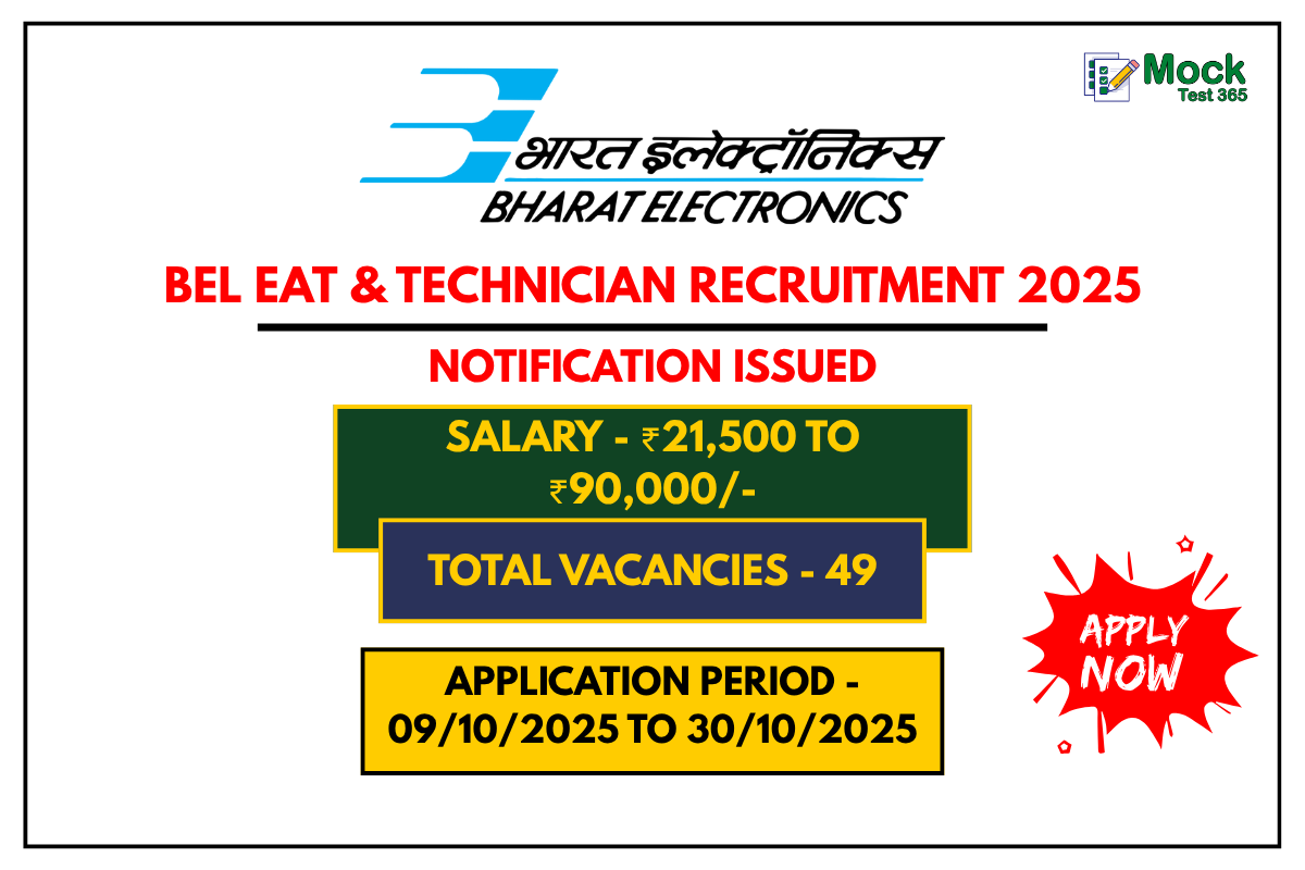 BEL EAT & Technician Recruitment 2025 Apply Online for 49 Vacancies Before 30th October
