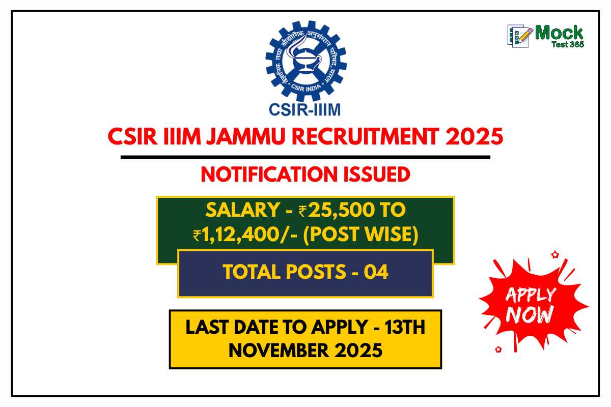 CSIR IIIM Jammu Recruitment 2025 – Apply Online for Junior Hindi Translator & Junior Stenographer Posts