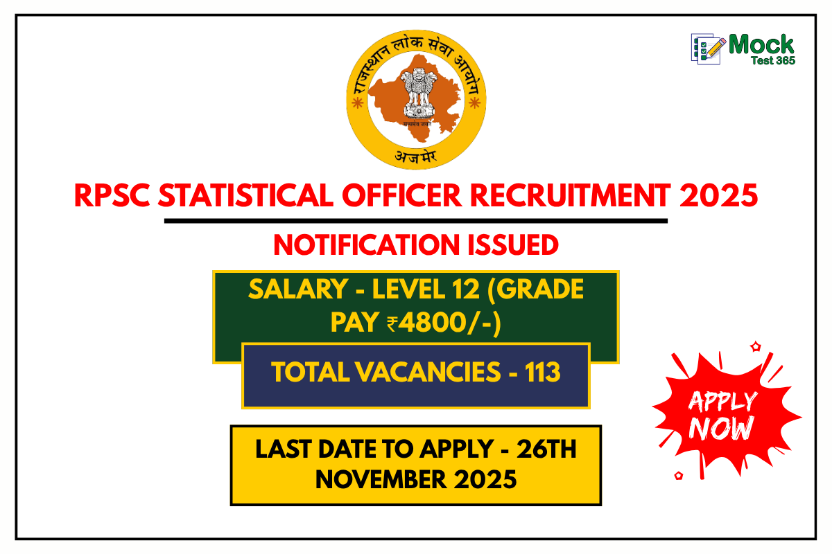 RPSC Statistical Officer Recruitment 2025 Apply Online for 113 Posts