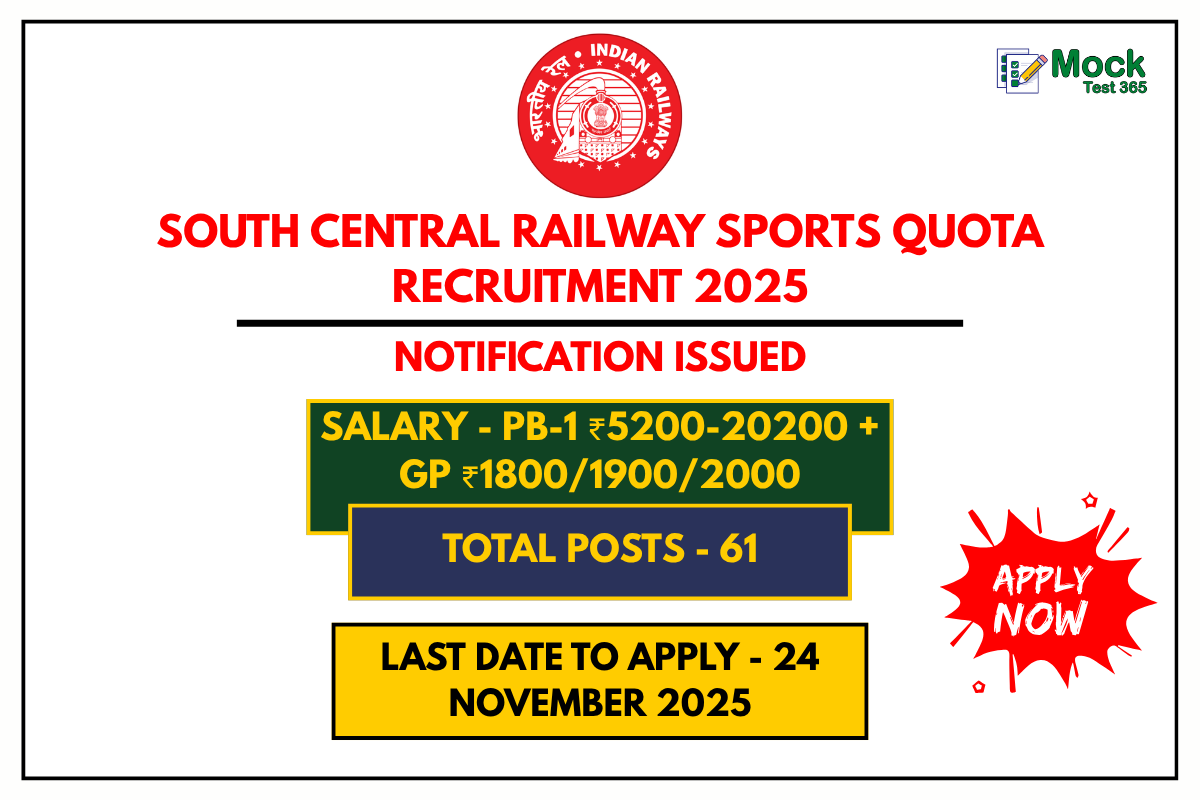 South Central Railway Sports Quota Recruitment 2025 – Apply Online for 61 Posts