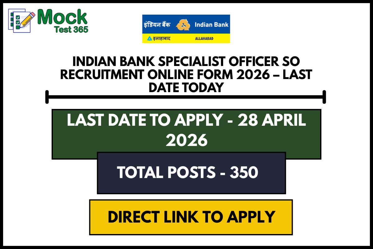 Indian Bank Specialist Officer SO Recruitment Online Form 2026 – Last Date Today