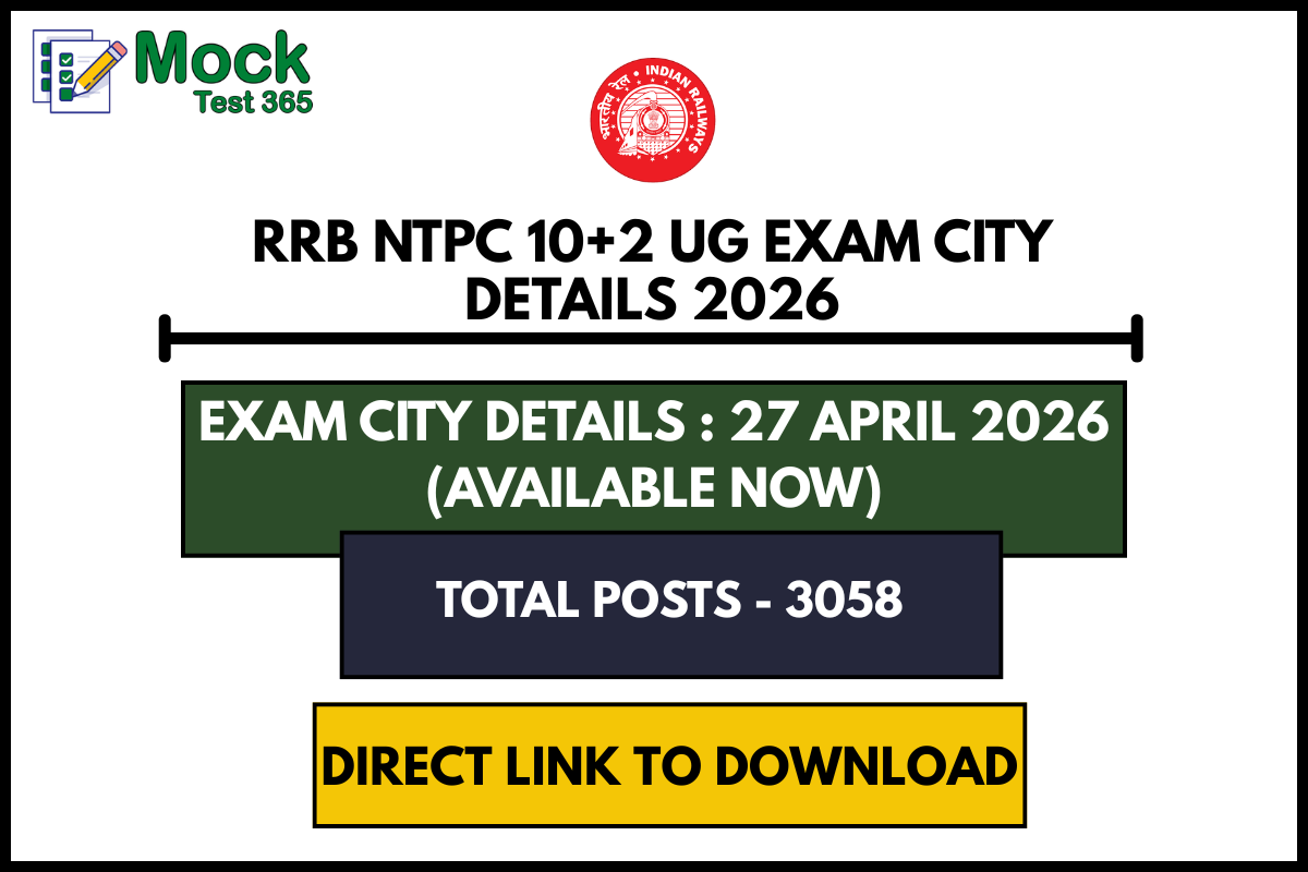 RRB NTPC 10+2 UG Exam City Details 2026