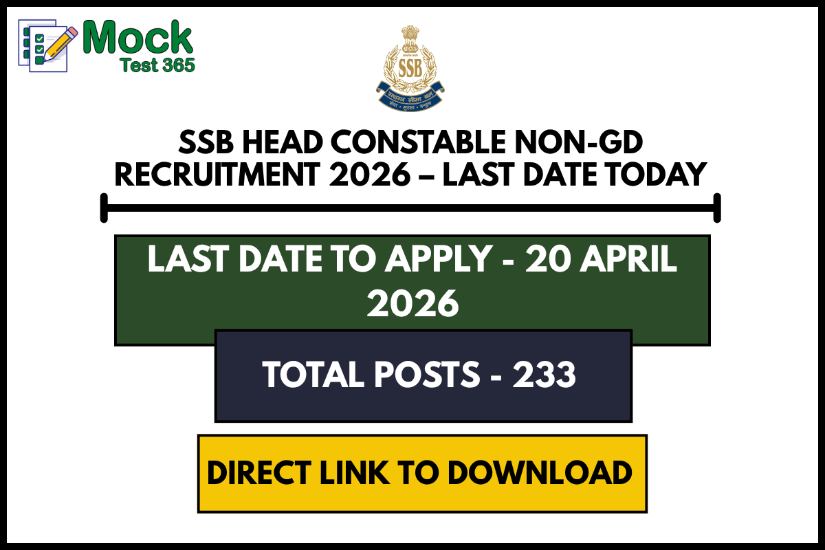 SSB Head Constable Non-GD Recruitment 2026 – Last Date Today