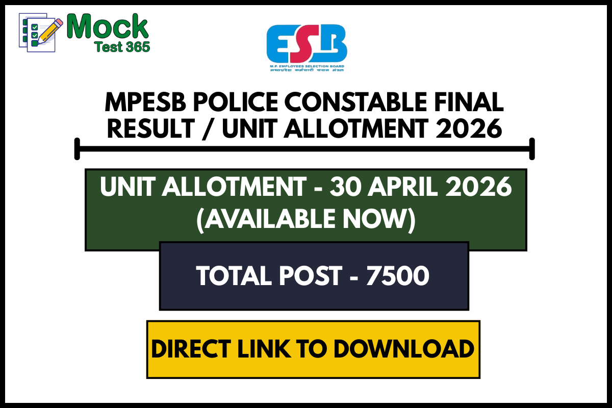 MPESB Police Constable Final Result Unit Allotment 2026